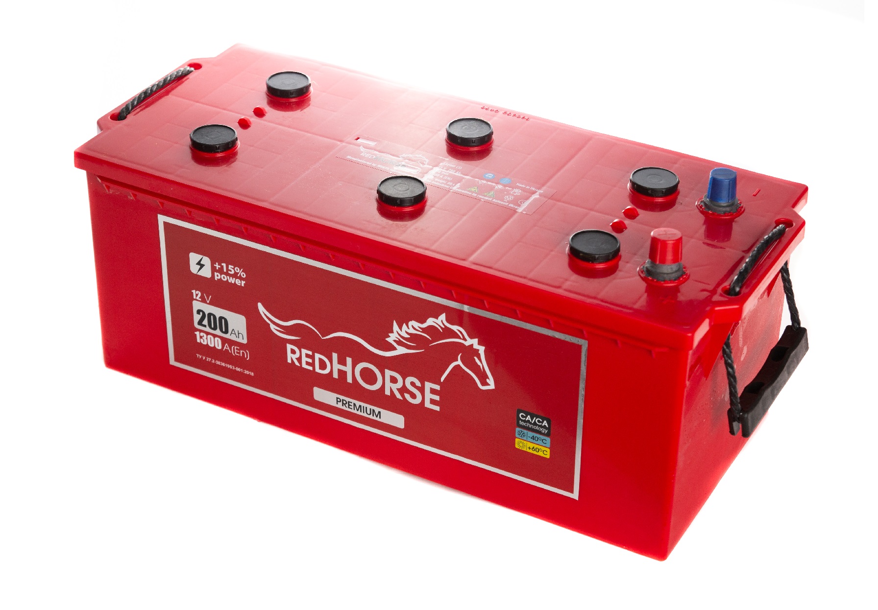 Акумулятор вантажний Red Horse Premium 6СТ-200(3), 12B, 200Ah, 1300A, плюс ліворуч (L+) кальцієвий (Ca/Ca), 513X223X218 мм (RHPREM200T3)